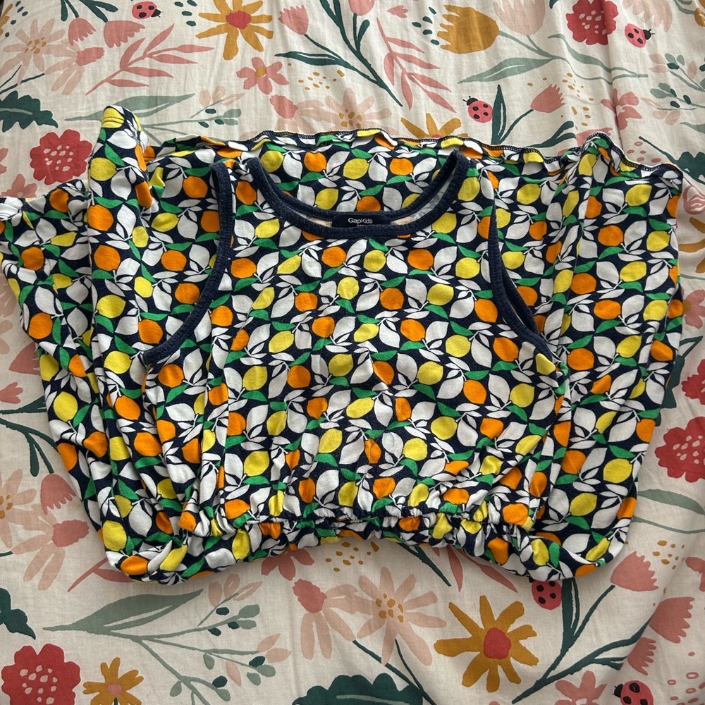 GAP Kids Dress with Lemon Print - Black, Yellow, Green
